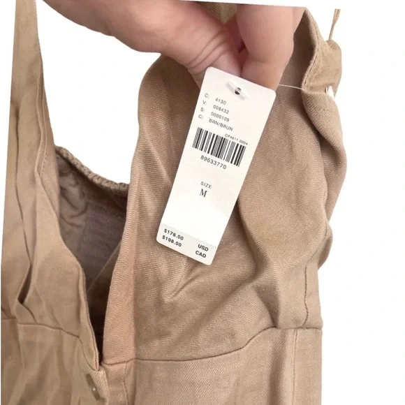 Anthropologie By Anthropologie Halter Utility Midi Dress Cream Tan Size M NEW - Picture 6 of 10